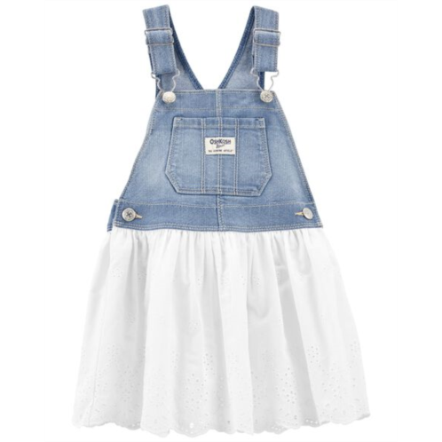 Carters Blue/White Toddler Denim Eyelet Jumper Dress