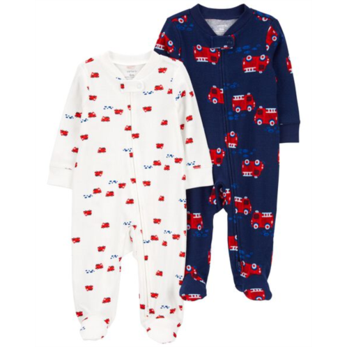 Carters Navy/White Baby 2-Pack 2-Way Zip Cotton Sleep & Play Pajamas