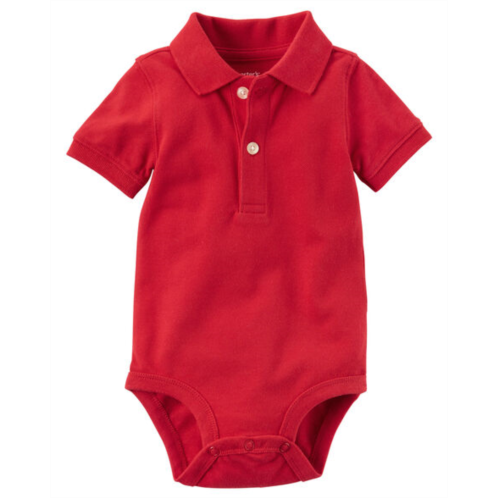 Carters Red Baby Pique Polo Bodysuit