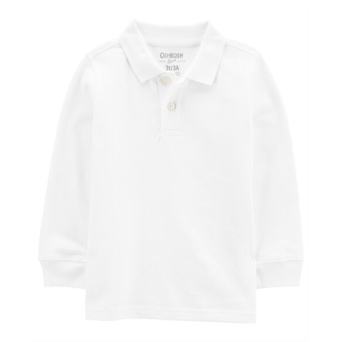 Carters White Toddler White Long-Sleeve Pique Polo Shirt