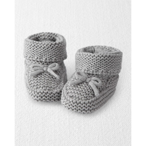 Carters Grey Baby Organic Cotton Crochet Booties in Gray