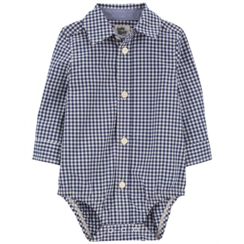 Carters Navy Baby Gingham Button-Front Bodysuit