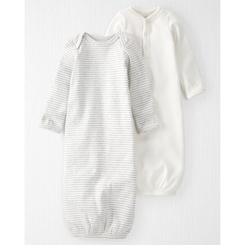 Carters Light Cream, Heather Grey Baby 2-Pack Organic Cotton Rib Sleeper Gowns