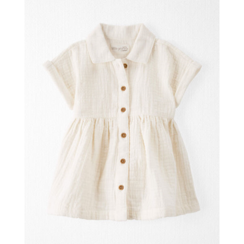 Carters Cream Baby Organic Cotton Button-Front Dress in Cream
