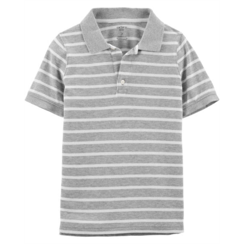 Carters Heather/Ivory Kid Gray Striped Pique Polo Shirt