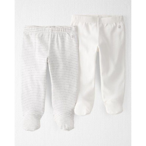 Carters Cream, Heather Gray Baby 2-Pack Organic Cotton Rib Footed Pants