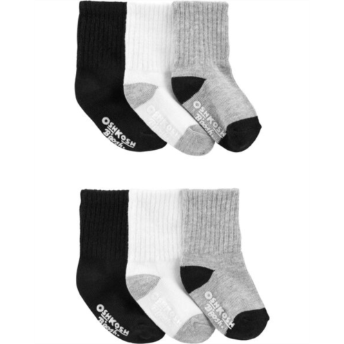 Carters Black, Grey, White Baby 6-Pack Basic Crew Socks