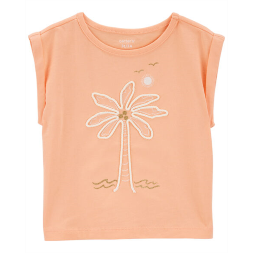 Carters Coral Toddler Palm Tree Knit Tee