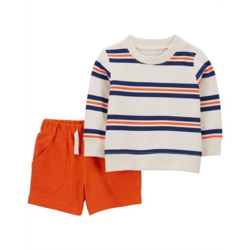 Carters Multi Baby 2-Piece Striped Sweatshirt & Short Set