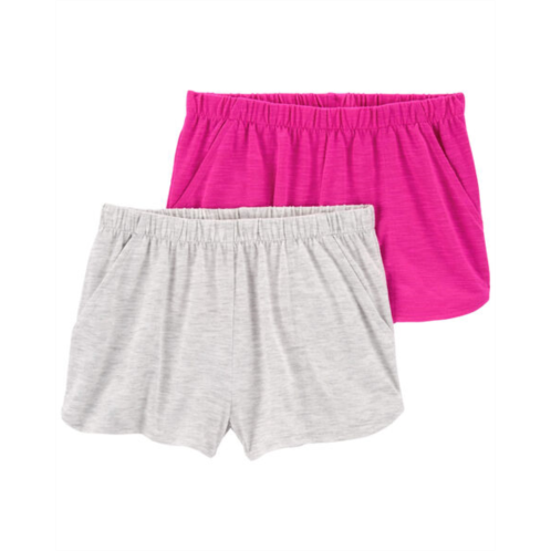 Carters Pink/Grey Kid 2-Pack Jersey Pajama Shorts