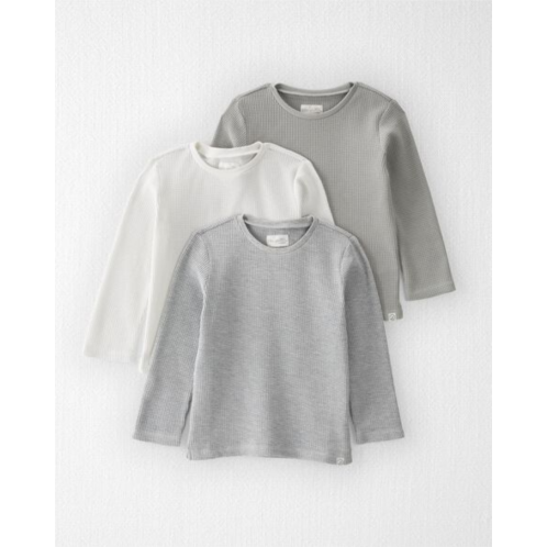 Carters Sweet Cream, Glacier Grey, Heather Grey Toddler 3-Pack Waffle Knit Tops Made With Organic Cotton