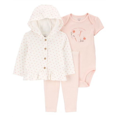 Carters Pink/White Baby 3-Piece Little Cardigan Set