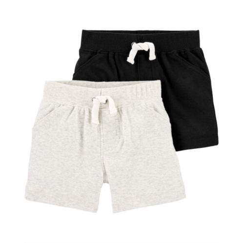 Carters Grey/Black Baby 2-Pack Cotton Pull-On Shorts