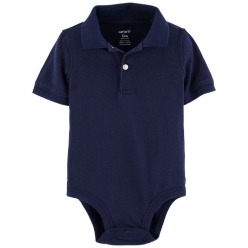 Carters Navy Baby Pique Polo Bodysuit