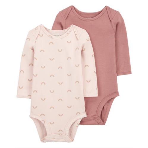 Carters Pink Baby 2-Pack PurelySoft Long-Sleeve Bodysuits