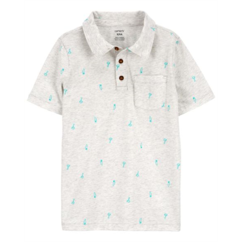 Carters Grey Kid Printed Polo Shirt