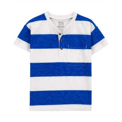 Carters Blue/White Toddler Striped Jersey Henley
