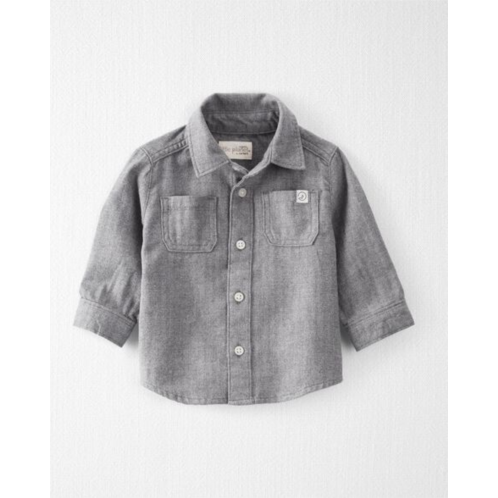 Carters Heather Grey Baby Organic Cotton Herringbone Button-Front Shirt