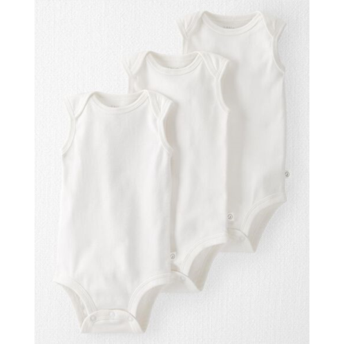 Carters White Baby 3-Pack Organic Cotton Bodysuits