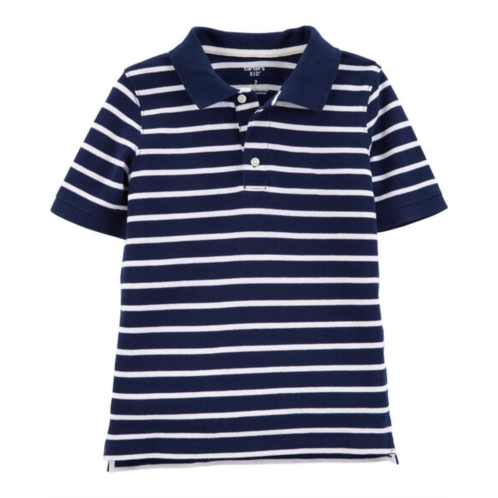 Carters Navy/White Kid Navy Striped Pique Polo Shirt