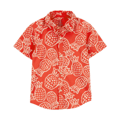 Carters Orange Toddler Pineapple Button-Down Shirt