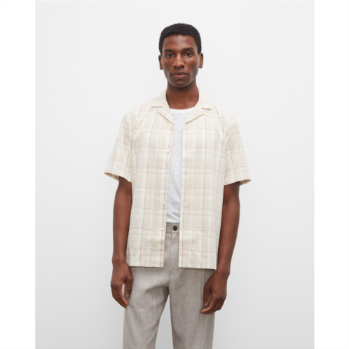 Clubmonaco Short Sleeve Plaid Linen Shirt