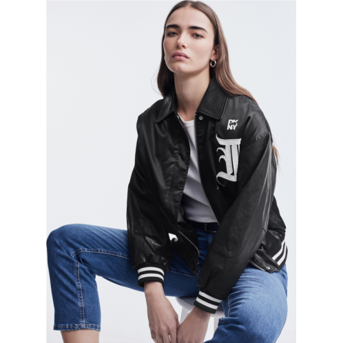 DKNY MIXED MEDIA VARSITY JACKET