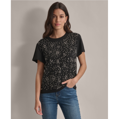 DKNY SCATTERED DOME STUDS BOXY TEE