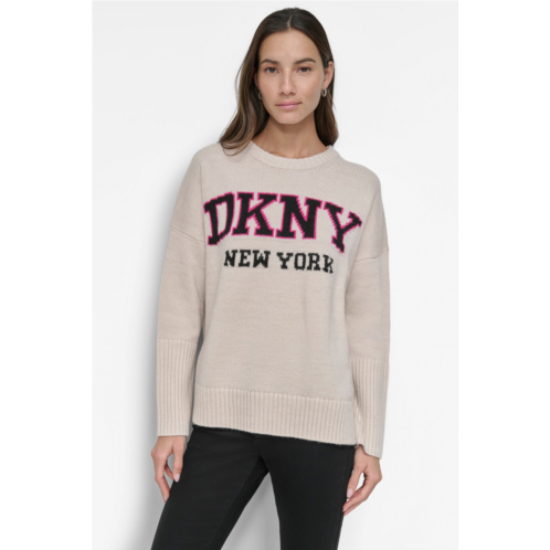 DKNY VARSITY LOGO SWEATER