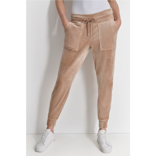 DKNY PLATINUM VELOUR RHINESTONE LOGO JOGGER