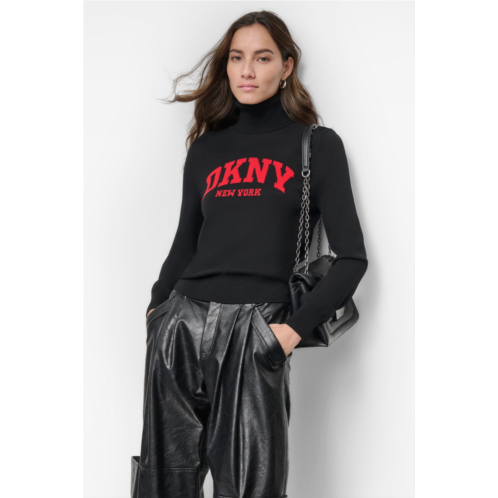 DKNY LOGO TURTLENECK SWEATER