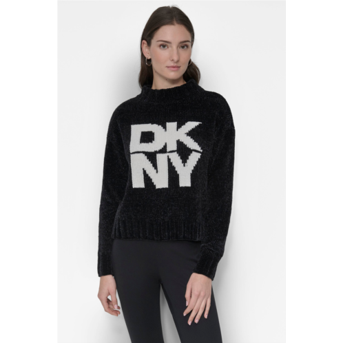 DKNY CHENILLE LOGO SWEATER