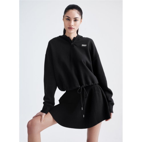 DKNY METALLIC BUBBLE LOGO CROPPED PULLOVER