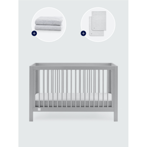 babyGap Charlie Crib with Grey Dots and Stripes Bedding Bundle