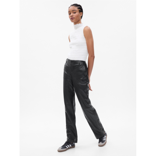 Gap Mid Rise Vegan Leather Loose Pants