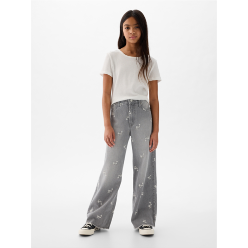 Gap Kids Low Rise Stride Embroidered Wide-Leg Jeans