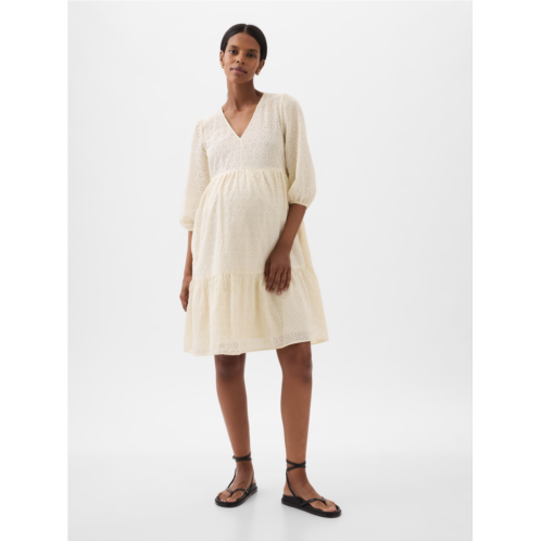 Gap Maternity Eyelet Tiered Mini Dress
