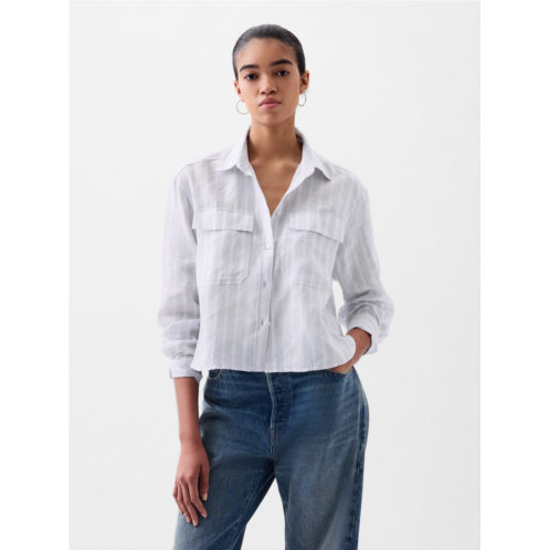 Gap 100% Linen Cropped Shirt