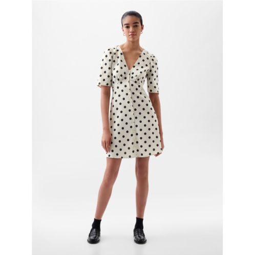 Gap Linen-Blend Button Mini Dress