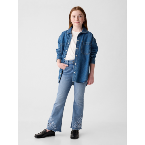 Gap Kids High Rise Embroidered 70s Flare Jeans