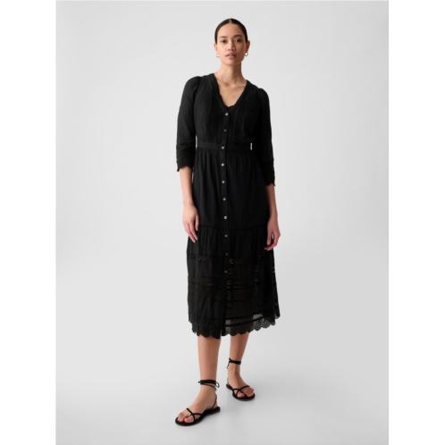 Gap Textured Crinkle Lace Midi Dress