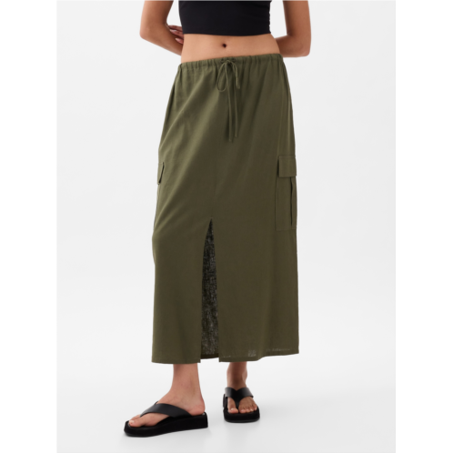 Gap Linen-Blend Cargo Midi Skirt