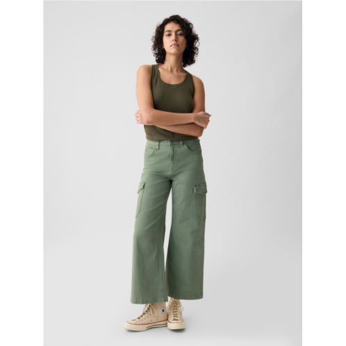 Gap High Rise Stride Wide-Leg Cargo Ankle Jeans