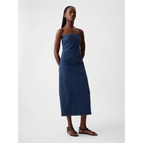 Gap Strapless Denim Midi Dress