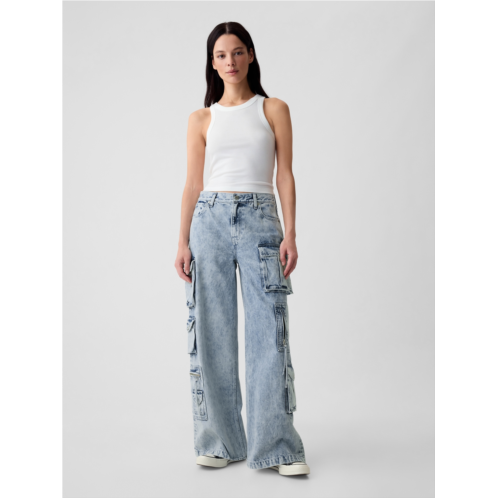 Gap Mid Rise Cargo Baggy Jeans
