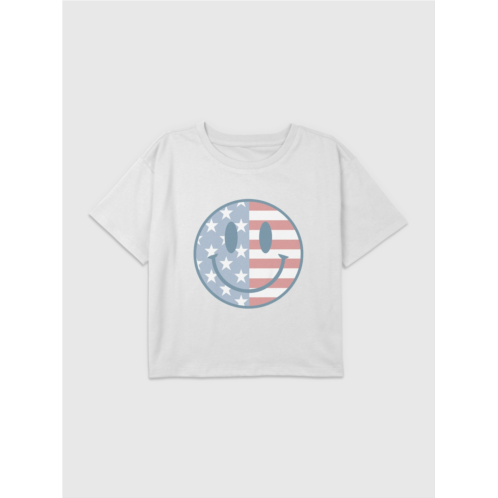 Gap Kids American Flag Smile Graphic Boxy Crop Tee