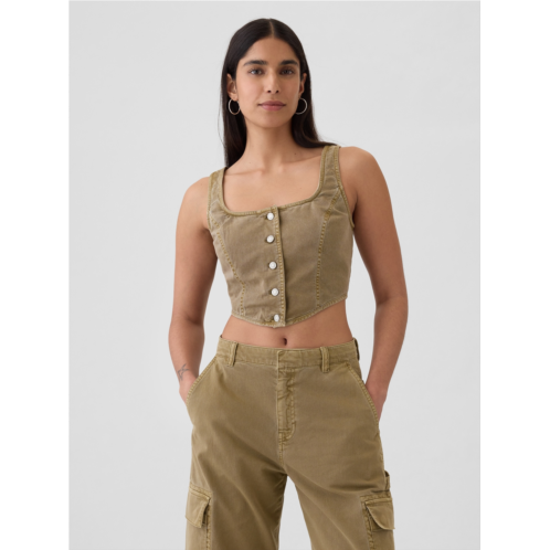 Gap Structured Twill Cropped Corset Tank