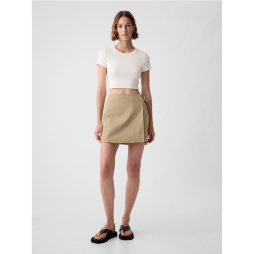 Gap Linen-Cotton Wrap Mini Skirt