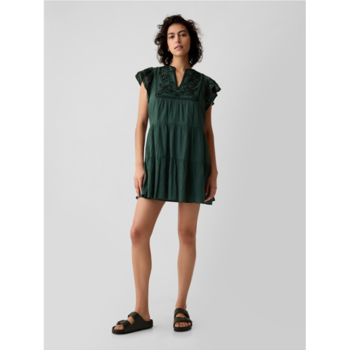 Gap Crinkle Gauze Embroidered Mini Dress