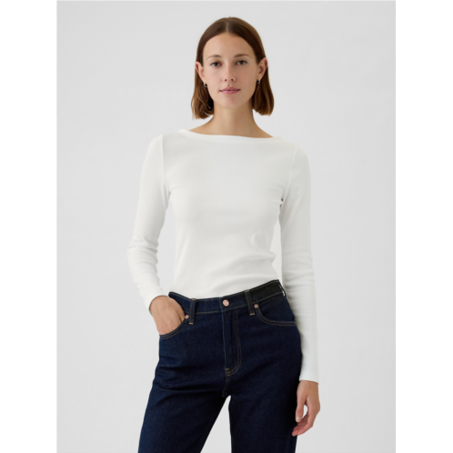 Gap Modern Rib Cropped Boatneck T-Shirt